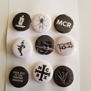 MCR My Chemical Romance Set of 9 Hand Crafted Pins